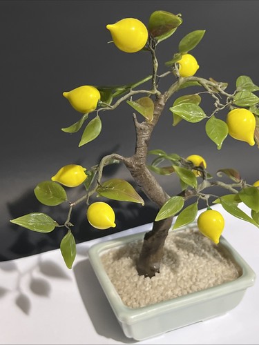 Vintage Asian Jade Glass Lemon Bonsai Tree - Picture 4 of 9