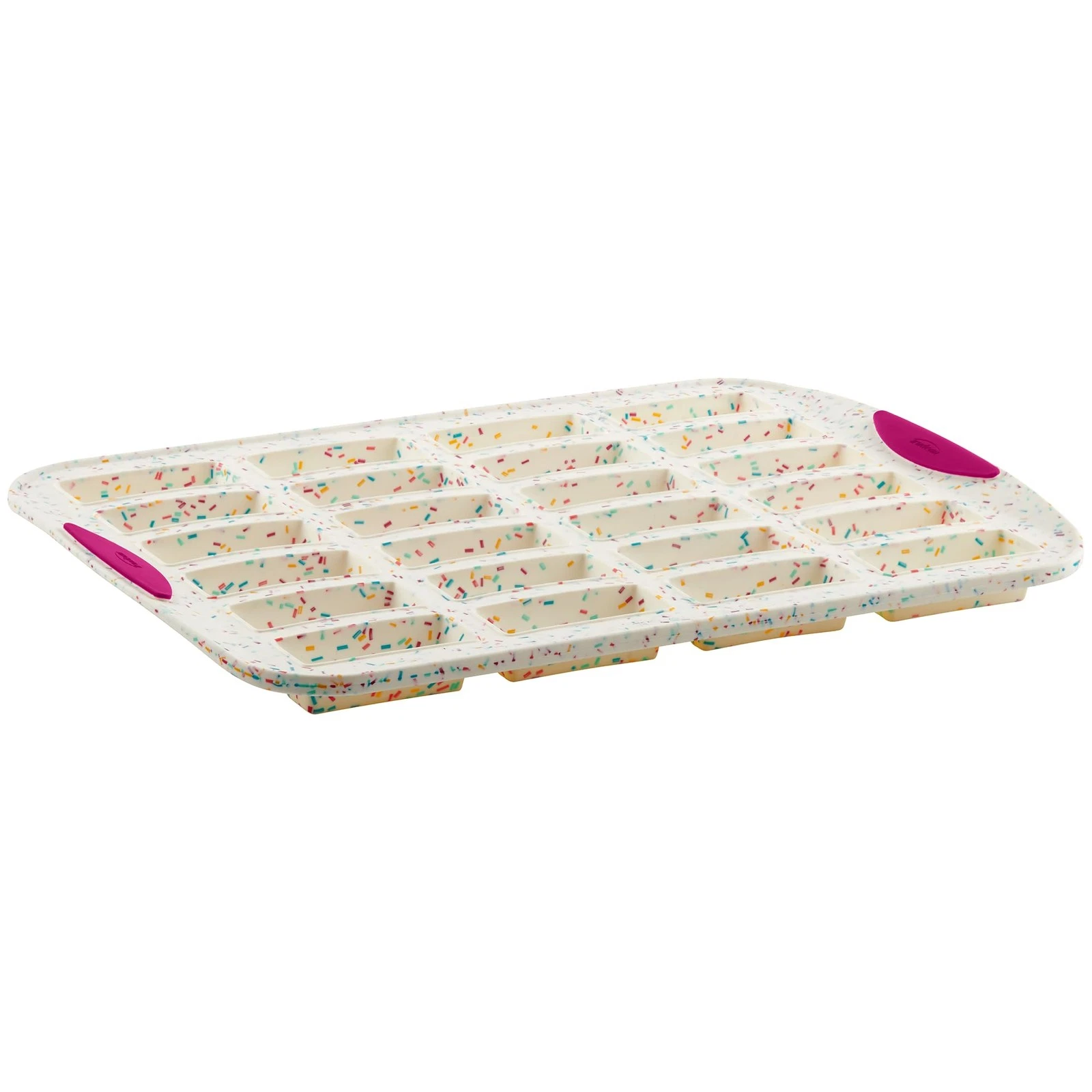 Trudeau 24 Slot Mini Bar Pan – Premium Confetti White Silicone Bakeware with ...