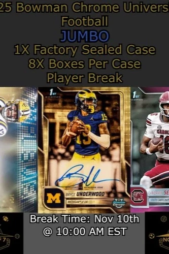 2025 Bowman Chrome University Football JUMBO 1X Case BREAK #1