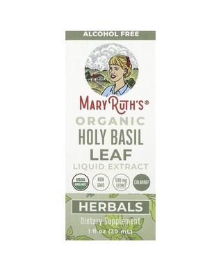 Organic Holy Basil Leaf Liquid Extract Alcohol Free 590mg, 1 fl oz 30ml Exp 6/26