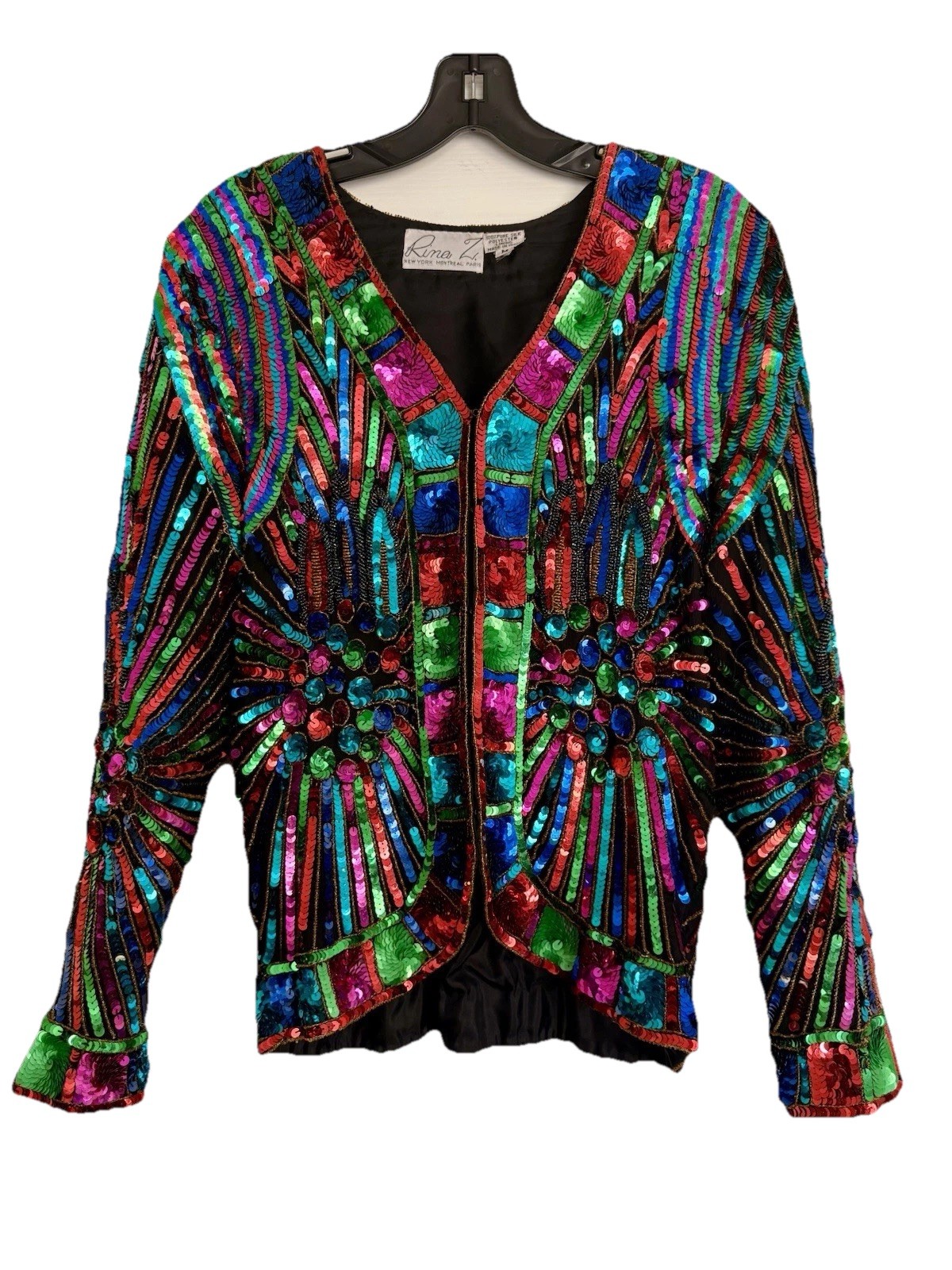 Vtg RINA Z Multi Patchwork Beaded Sequin Silk For… - image 2