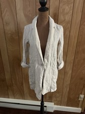 Halston Heritage Women’s Blazer 100% Linen Jacket Size XS Adjustable Sleeves