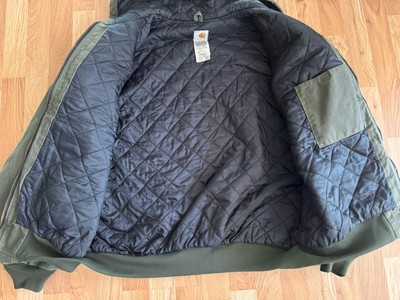 Vintage Y2K Carhartt Jacket Lined Hooded Grunge Green J247 MOS