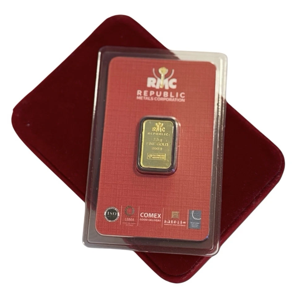 Barra de oro de 2,5 gramos | Republic Metals Corporation (RMC) Foto 2 de 3