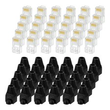 100pcs Cat6 RJ45 Pass Through Connectors with 100pcs Blue Strain Relief Boots