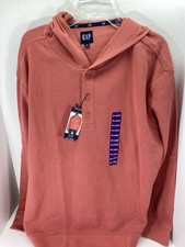 Gap Waffle Henley Hoodie Shirt Men Sz 2XL Coral Long Sleeve Pullover Casual NWT