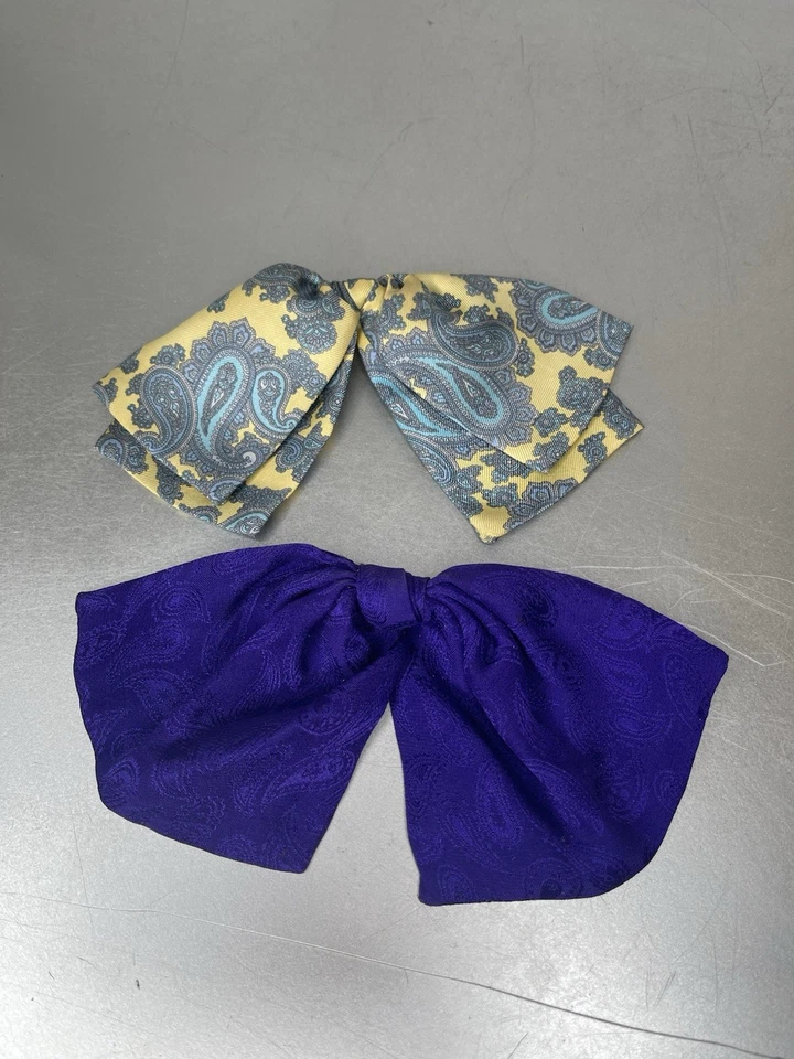 Juego de 2 lazos broche prendedor vintage de mujer diseño de cuerno de furgoneta 100 % seda años 80’s Foto 2 de 4