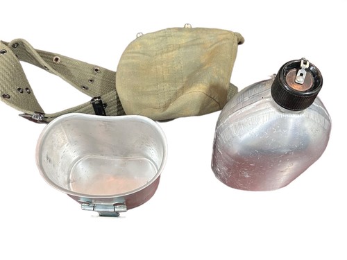 Vintage Military Canteen Cup Carrier and Equipment belt ARMY
