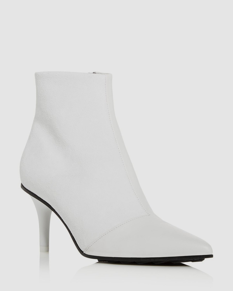 $625 rag bone Women's White Suede Leather Moto Zip Boots Shoes - Main Image