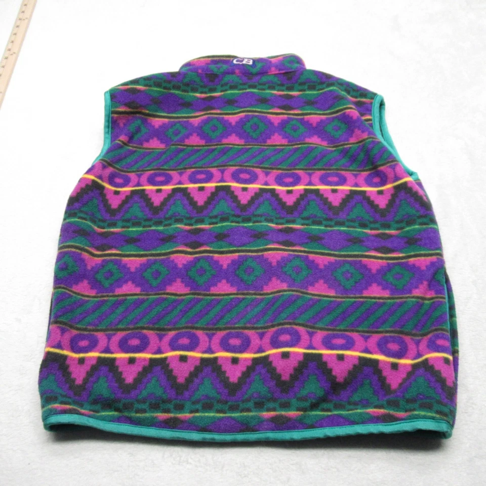 Chaleco azteca CB vintage para hombre mediano púrpura bolsillos tribales forrado polar cremallera completa Foto 3 de 4