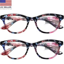 Reading Glasses Cat Eye Presbyopic Blue Light 2 Piece Set Strength 2.00 new
