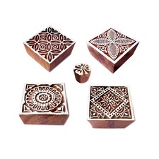 Stoff Holz Stempel Designer Quadrat Blumen Muster Druck Blöcke (Set von 5)