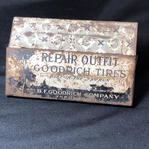 Vtg 1920s 30s Goodrich Tires Repair Outfit Advertising Tin Box Akron OH - Picture 11 of 16
