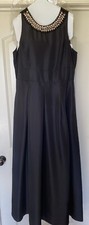 Black Long Formal Evening Dress Ballgown Pearl Neckline Size 16