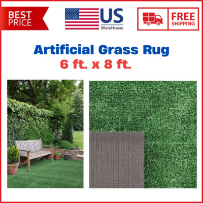 6 Ft X 8 Ft Green Artificial Grass Synthetic Turf Rug Mat Patio Indoor Outdoor
