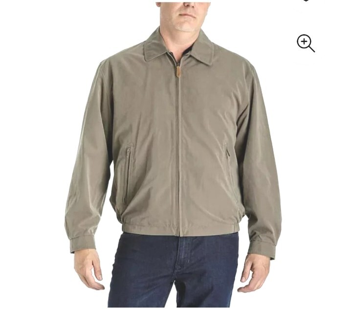 London Fog Men's Lightweight Microfiber Golf Jacket Full Zip Olive Beige  Size XL