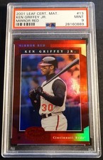 2001 KEN GRIFFEY JR LEAF CERTIFIED MATERIALS MIRROR RED 14/75  PSA 9 POP 2 