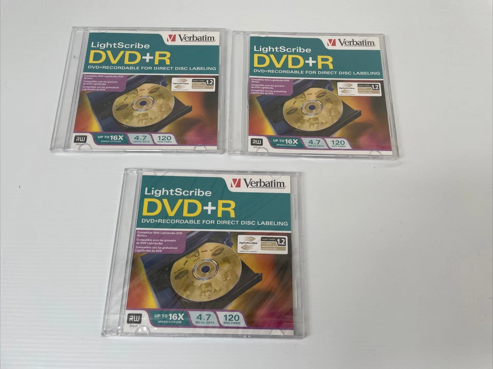 3x Verbatim LightScribe DVD+R Recordable Direct Disc Labeling - 4.7GB 120M 16X - Image 2 of 4