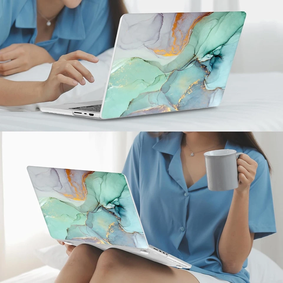 Funda para MacBook Pro 14" Teclado Cubierta Protector Pantalla, Mármol Verde Foto 4 de 4