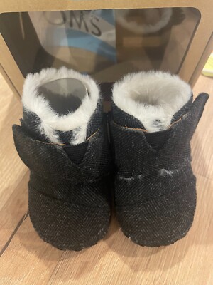 TOMS TINY CUNA BLACK HERRINGBONE BOOTIE UK EU 18 SALE