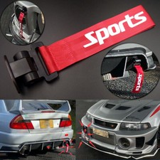 Red Universal Car Racing Sports Tow Hook Strap Front Rear Bumper Decoration Kit