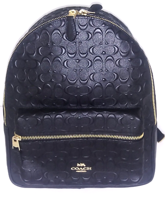 Coach Charlie Medium Backpack Black Pebbled Leather s-l400.jpg main image 4