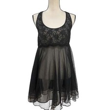 Y2K Josie by Natori Black Lace Nightie Size Large