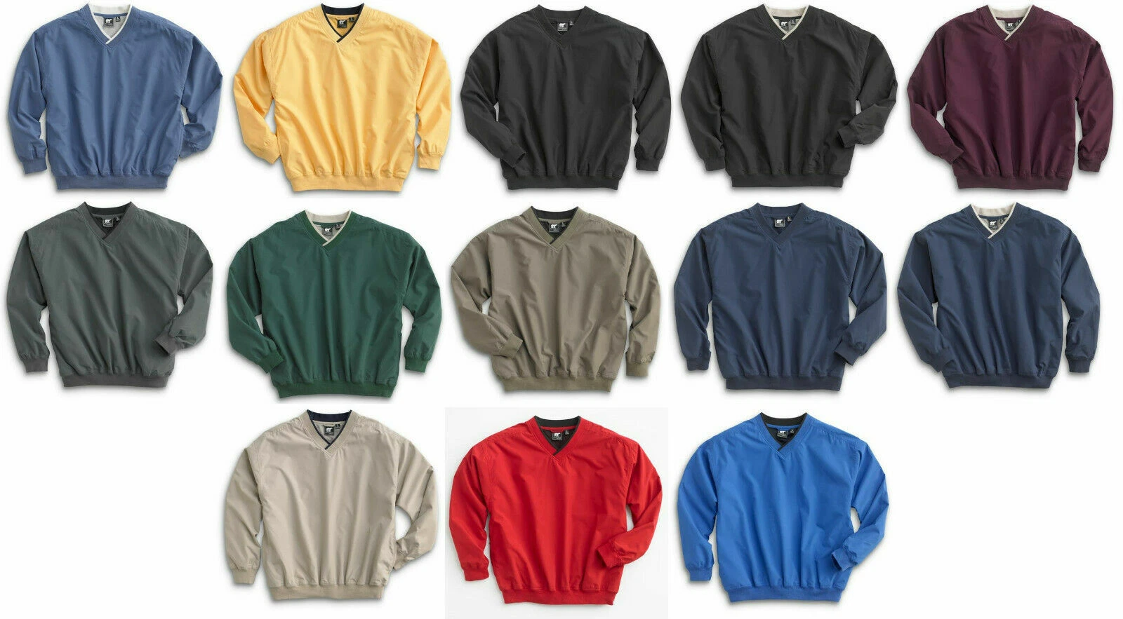 White Bear Microfiber Windshirt Pullover Long Sleeve V-Neck Golf Wind Shirt 5150