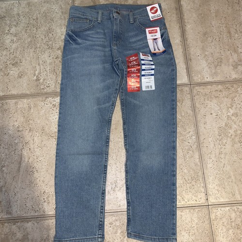 Wrangler Boys Jeans Size 10 Husky Taper Fit Adjustable Waste Band Blue Jeans Den - Picture 3 of 5