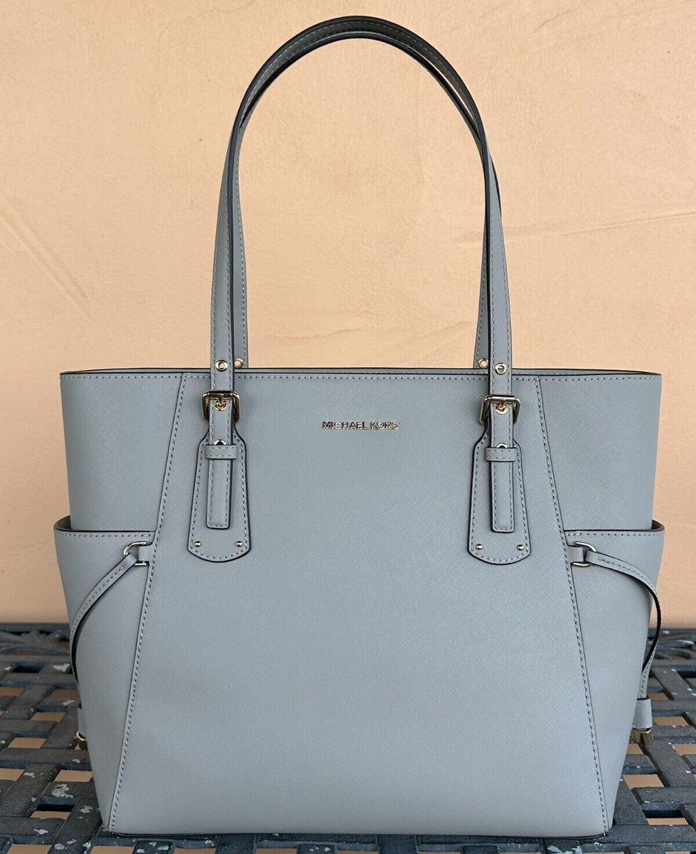 Michael Kors Voyager Large Drawstring Tote Shoulder Bag Pearl Grey