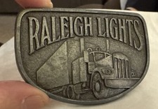 Vintage Raleigh Lights Cigarette Semi Truck Trucker Belt Buckle Tobacco Metal
