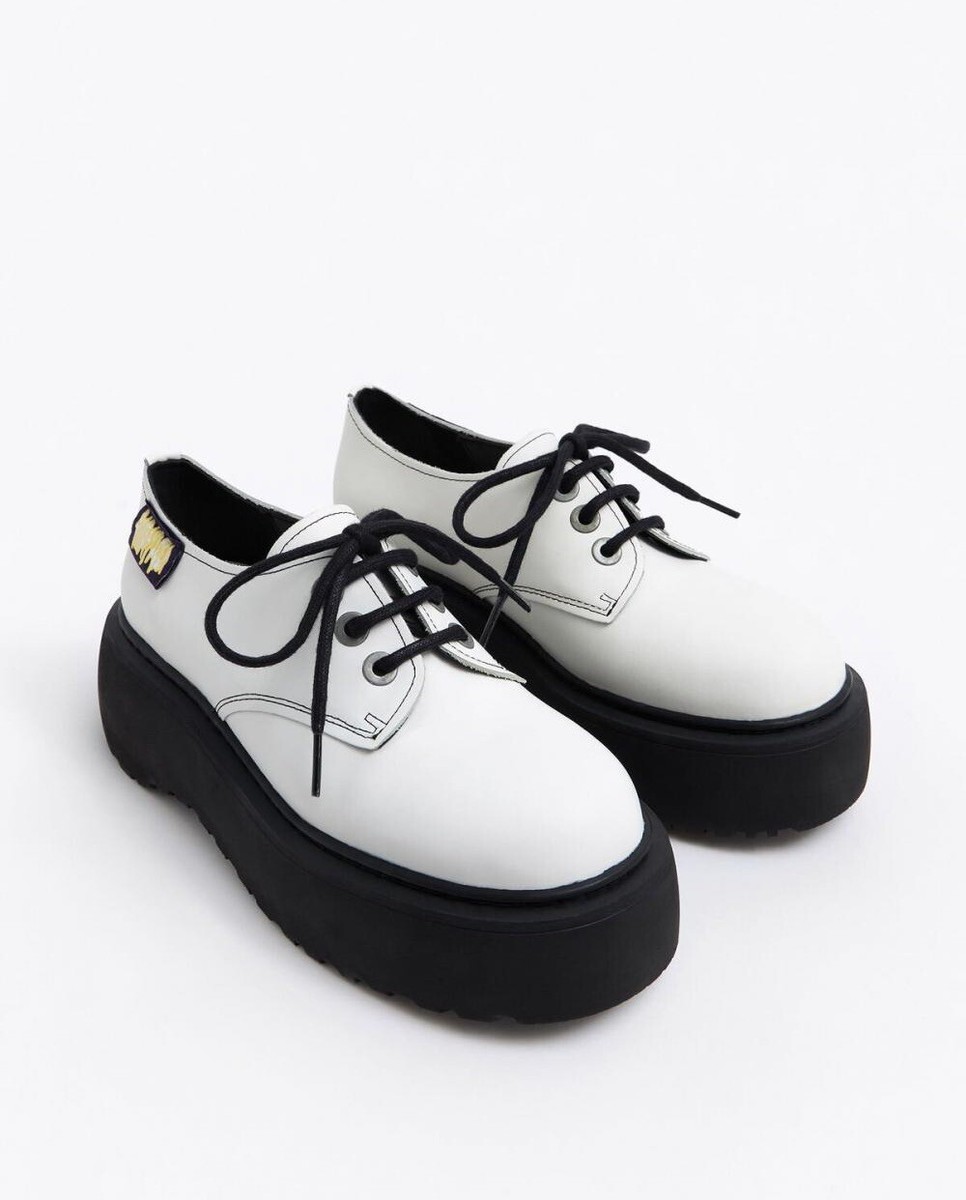 Bimba y Lola white platform Leather blucher brogues shoes EU37 UK