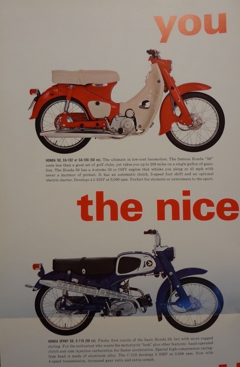 1965 Honda 12-page sales brochure/poster CA-102 CA-100 CA-200