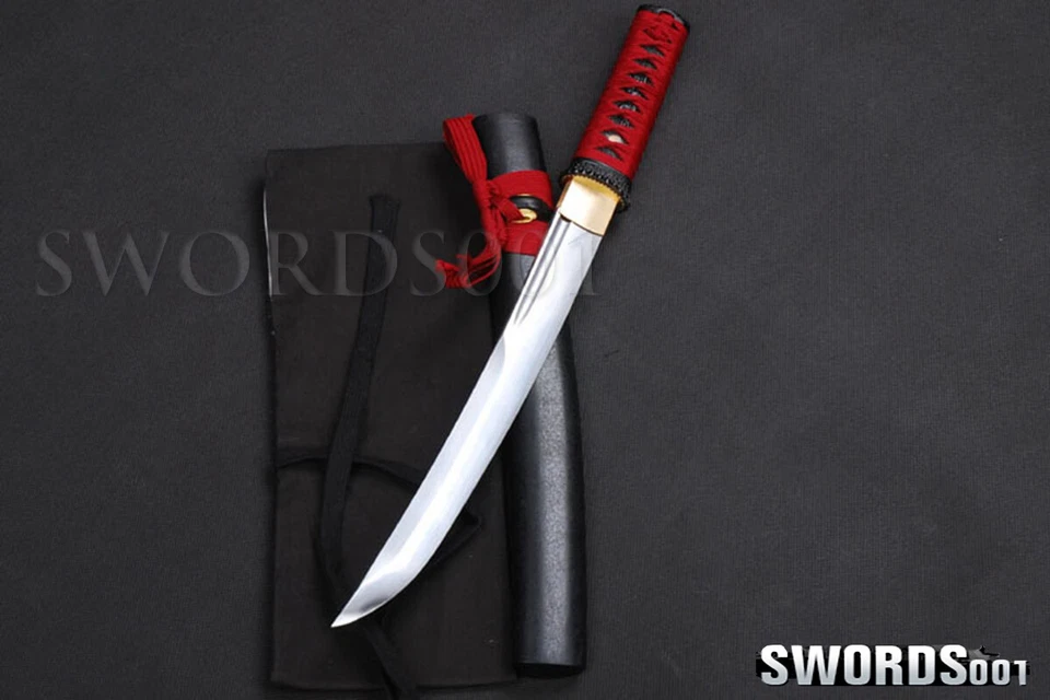Espada tanto de acero al carbono cuchillo japonés autodefensa unokubitsukuri rojo oscuro ito Foto 4 de 4