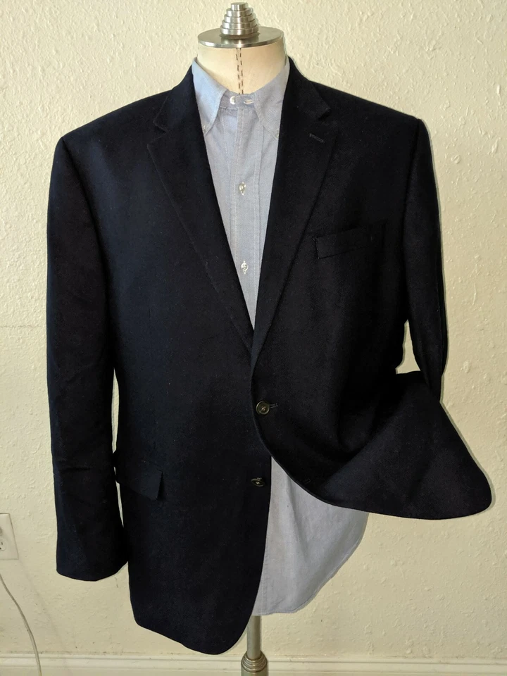 Chaqueta Blazer Abrigo Deportivo 46R Ralph Lauren LANA CACHEMIR Franela Azul Marino Franela Foto 2 de 4