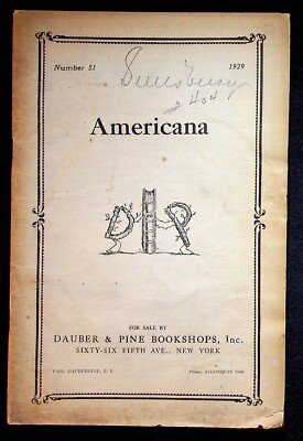 Dauber & Pine Bookshop NY Americana Catalog #51 1929 D&P