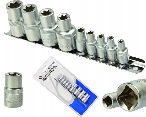 "SteckschlüSsel Satz 10-Tlg Torx NüSse AußEn E4-E16 1/4\" 1/2\" Torx Aussen Nuss"-image
