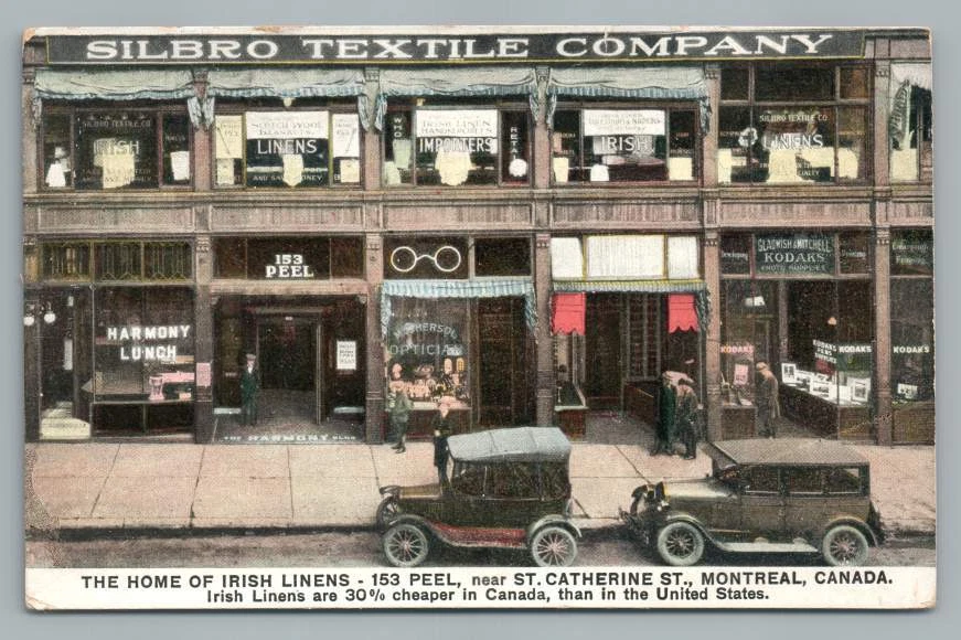 Silbro Textile Company Irish Linen Store MONTREAL Antique Quebec Advertising