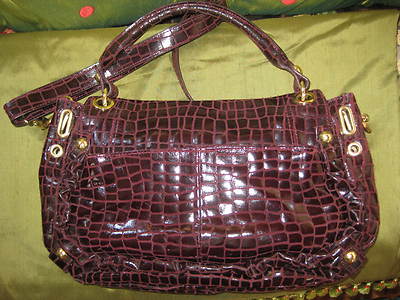 Hype Leather Croc Handbag Shoulder Bag Purse Satchel Dark Brown | eBay