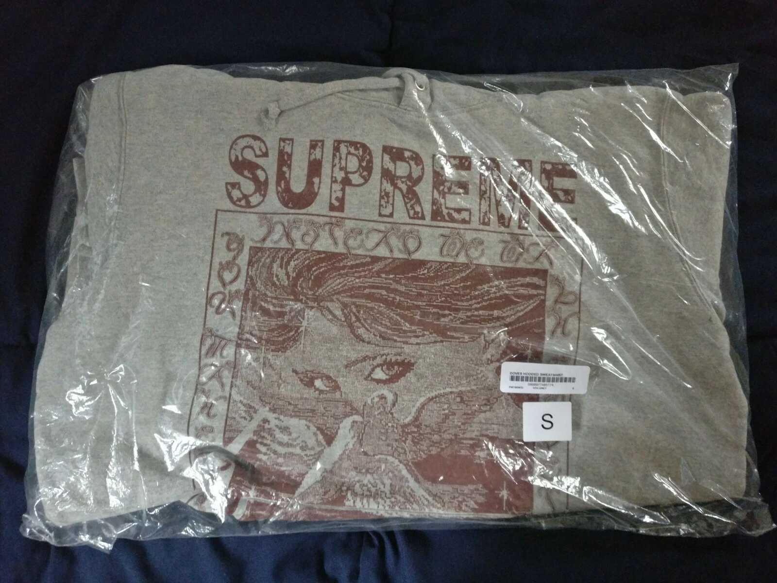 Sweat à capuche Supreme Doves gris bruyère petit FW19 100% authentique NEUF DS
