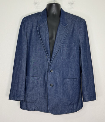 J. Peterman Denim Jacket Men's 42 Twill Cotton Blazer Chore Coat Normcore Preppy