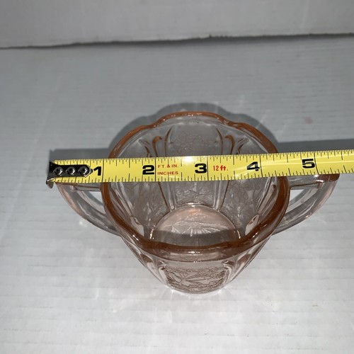 Vintage Depression Glass Jeannette Cherry Blossom Pink Open Sugar Bowl no lid - Picture 11 of 12