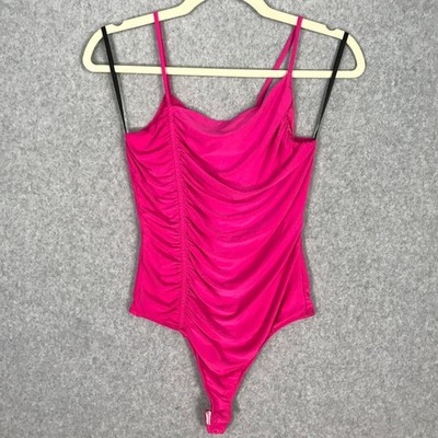 Ruched Asymmetric Bodysuit Pink Medium Sexy Maximalist Dance Cute Goth Soft Girl