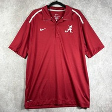 Nike Alabama Crimson Tide Polo Shirt Mens Large Red Dri Fit Outdoor Golf Swoosh