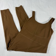 Fabletics PureLuxe Jumpsuit Womens Large Brown Halter Athletic Active Gym