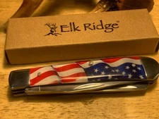Elk Ridge American Flag Acrylic Trapper 4 1/8" Pocket Knife ER42452AF