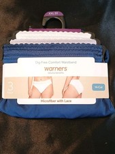 Warners Blissful Benefits Microfiber Hi-Cut Briefs 3 PACK Size 2XL NEW