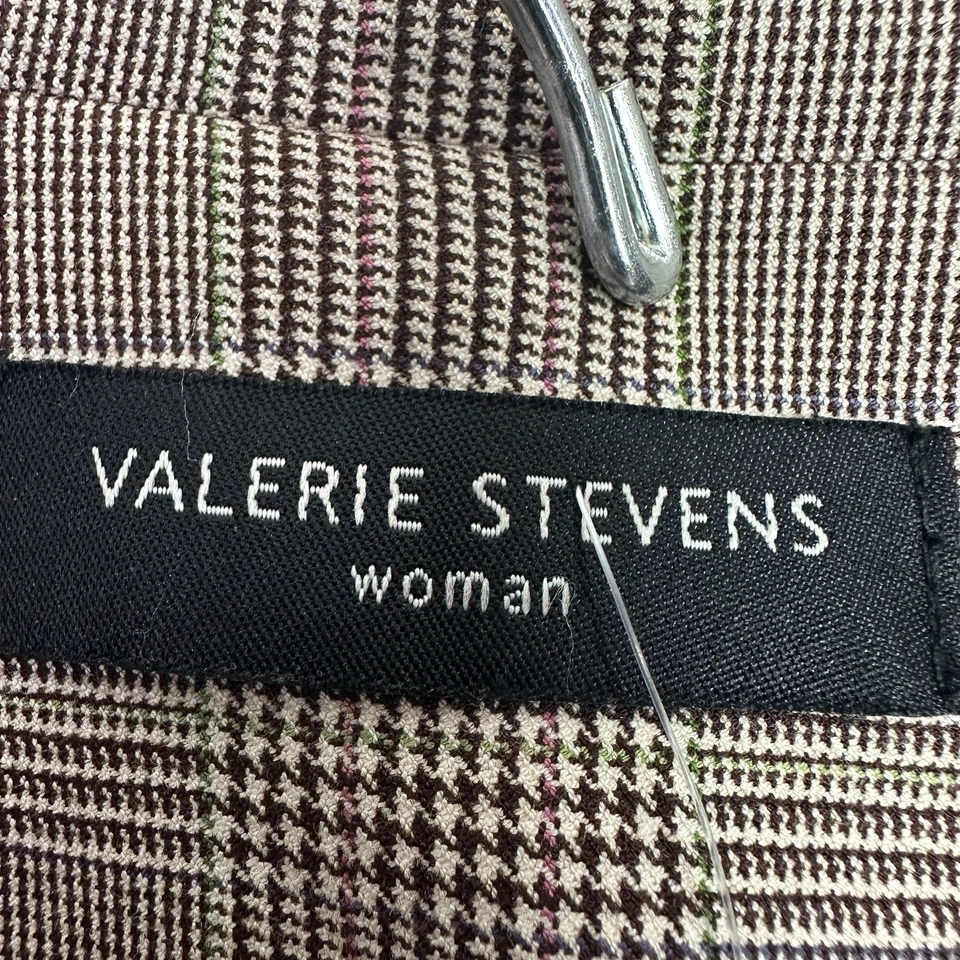Valerie Stevens Mujer Plus 22W Marrón Cuadros 2 piezas Pantalón Blazer Pantalón Carrera Foto 2 de 4