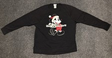 Walt Disney World Parks Mickey Mouse Santa Hat Christmas Black Sweatshirt XL