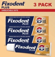 Fixodent Plus Unbeatable Bite Flavour Free 40g, Pack of 3